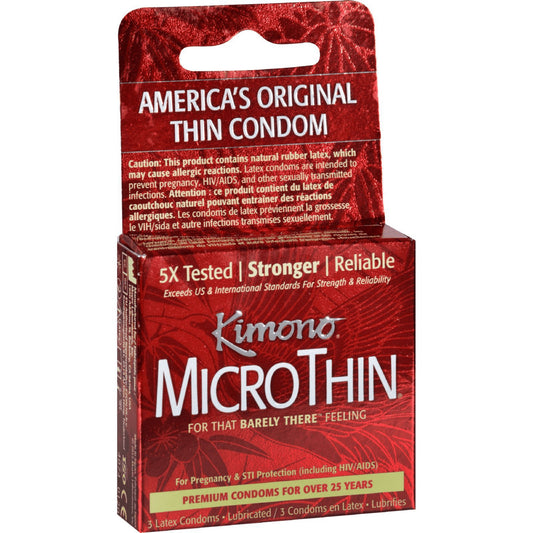 Kimono Microthin Ribbed Plus Sensi-Dots - 3 Pack | 016169070037 | Available at EroticWarehouse.com