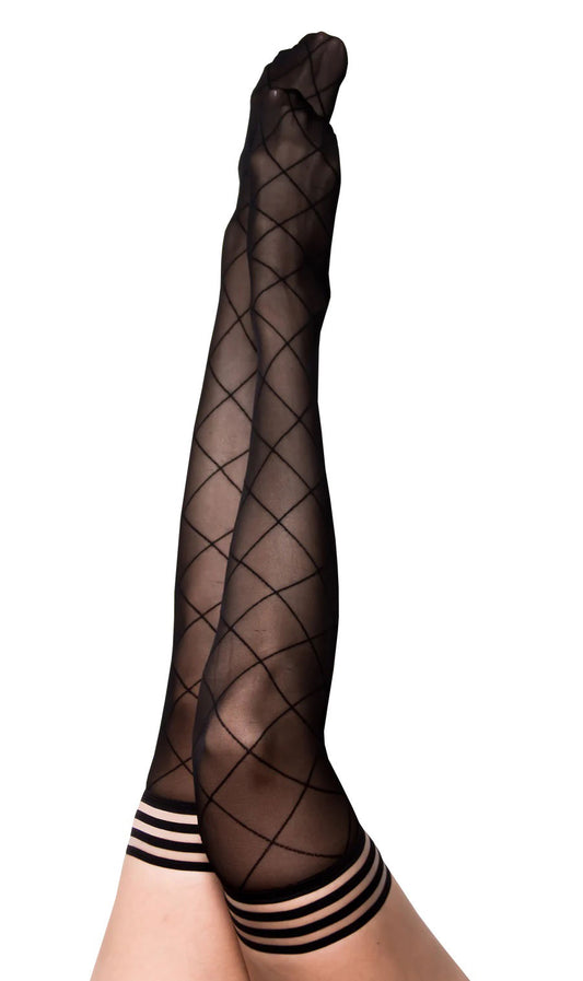 Anna - Diamond Thigh High - Size B - Black | 852531004770 | Available at EroticWarehouse.com