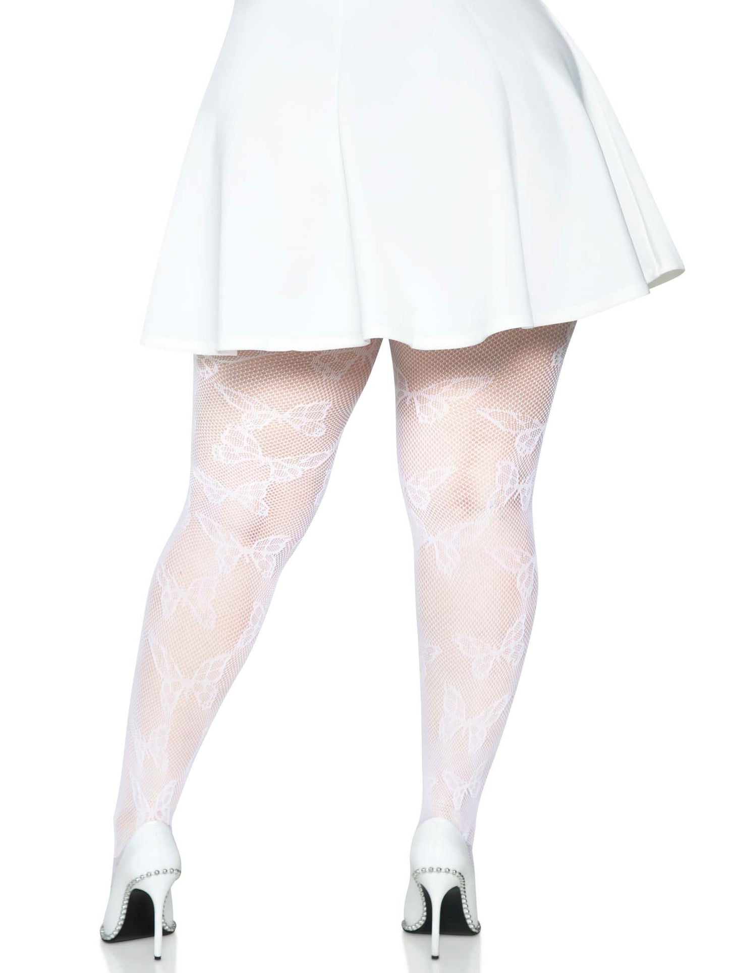 Butterfly Net Tights - 1x/2x - White | 714718566016 | Available at EroticWarehouse.com