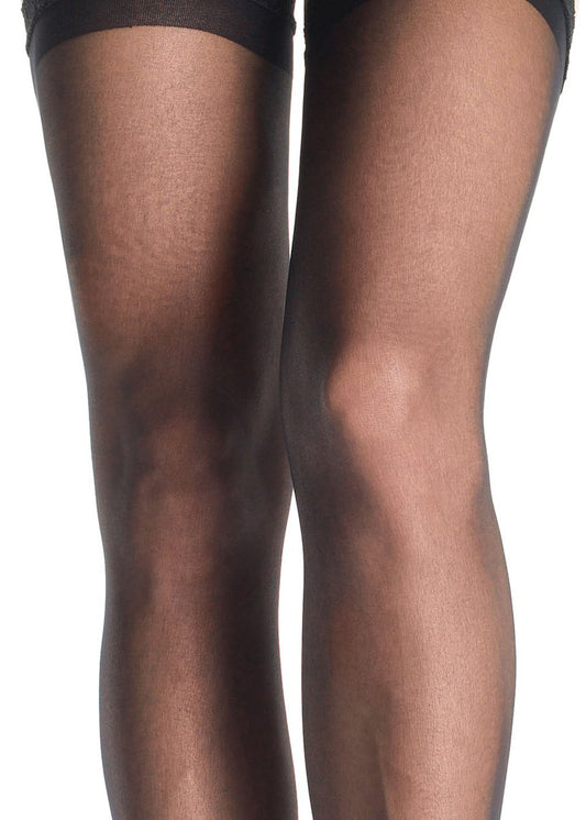 Sheer Thigh Highs - Queen Size - Black | 714718002910 | Available at EroticWarehouse.com