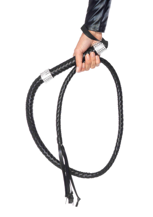 Rhinestone Handle Whip - Black | 714718478197 | Available at EroticWarehouse.com