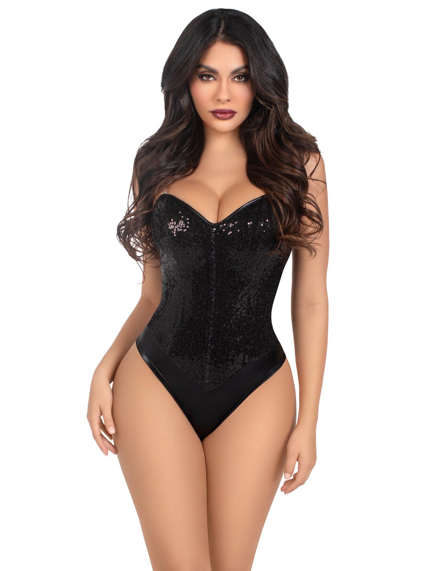 Sequin Bodysuit - Small - Black | 714718572888 | Available at EroticWarehouse.com