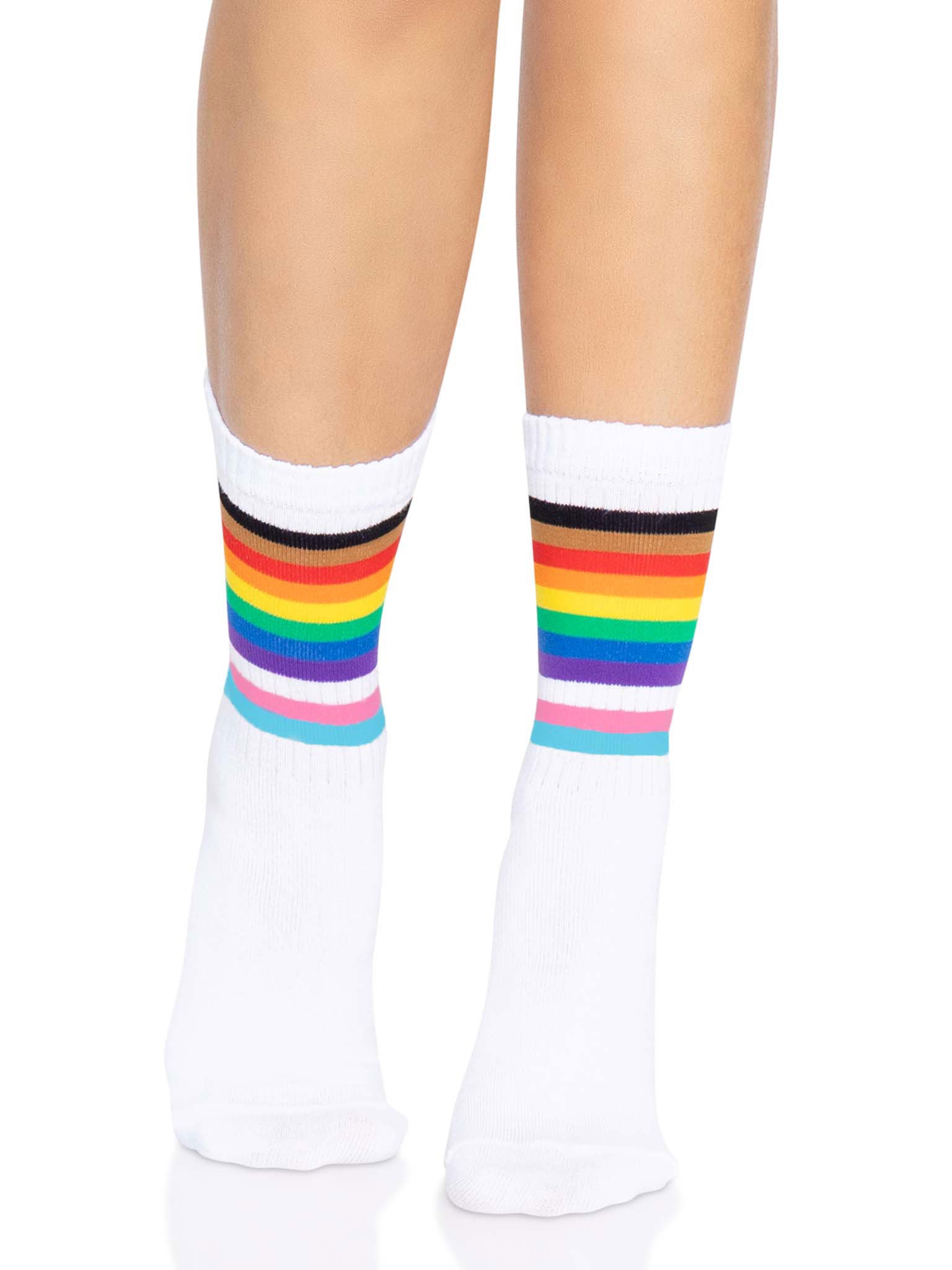 Pride Crew Socks - One Size - Rainbow | 714718566023 | Available at EroticWarehouse.com