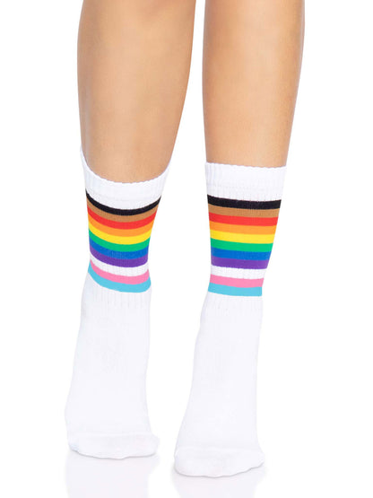 Pride Crew Socks - One Size - Rainbow | 714718566023 | Available at EroticWarehouse.com