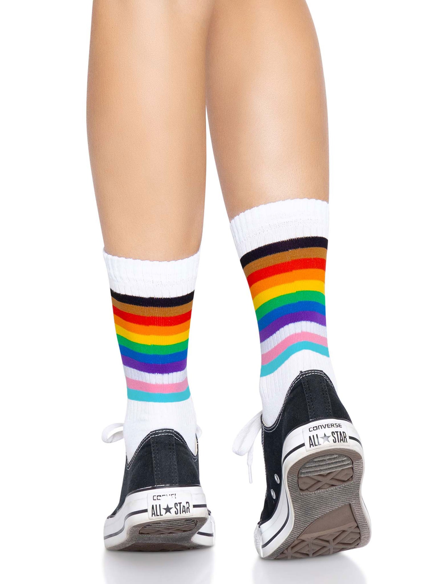 Pride Crew Socks - One Size - Rainbow | 714718566023 | Available at EroticWarehouse.com