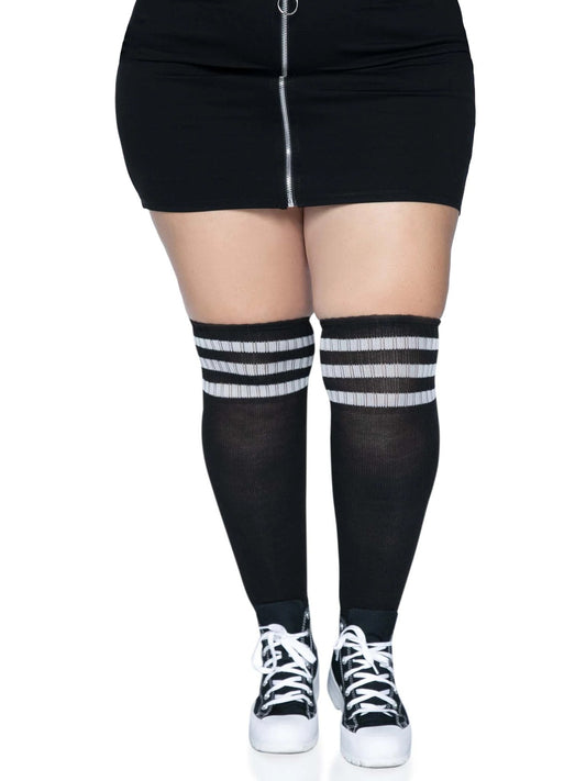 Over the Knee Athletic Socks -1x/2x - Black/white | 714718560526 | Available at EroticWarehouse.com