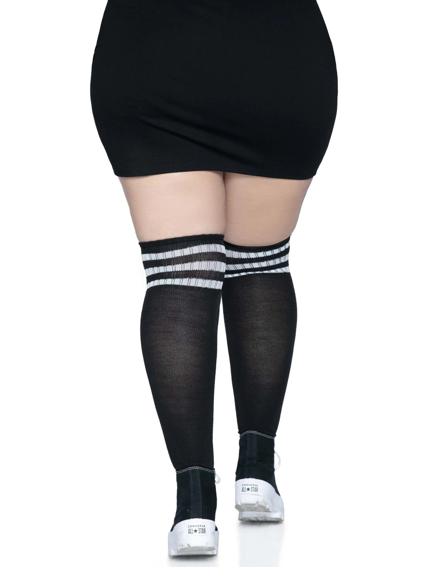 Over the Knee Athletic Socks -1x/2x - Black/white | 714718560526 | Available at EroticWarehouse.com