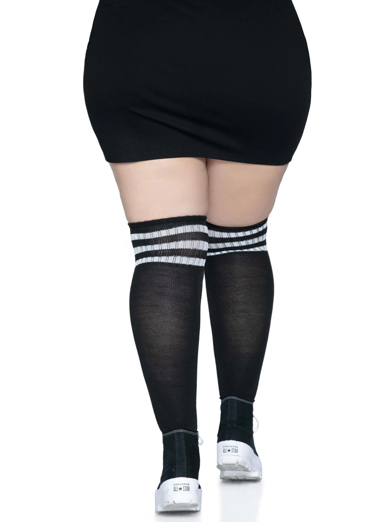 Over the Knee Athletic Socks -1x/2x - Black/white | 714718560526 | Available at EroticWarehouse.com