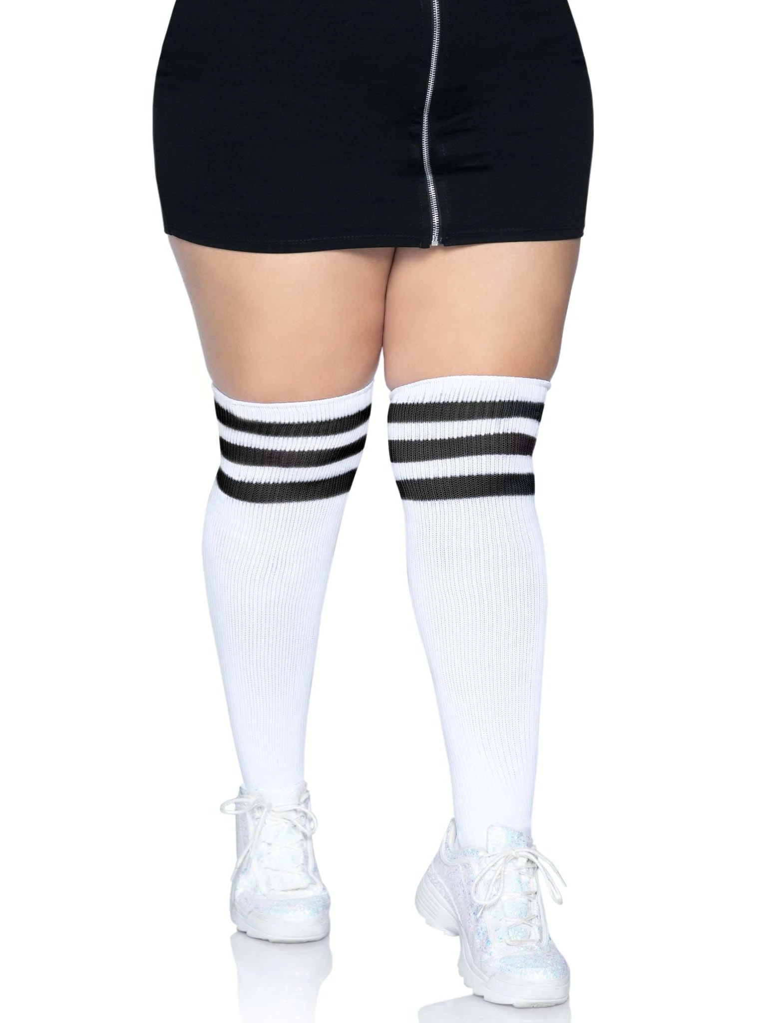 Over the Knee Athletic Socks - 1x/2x - White/black | 714718560533 | Available at EroticWarehouse.com