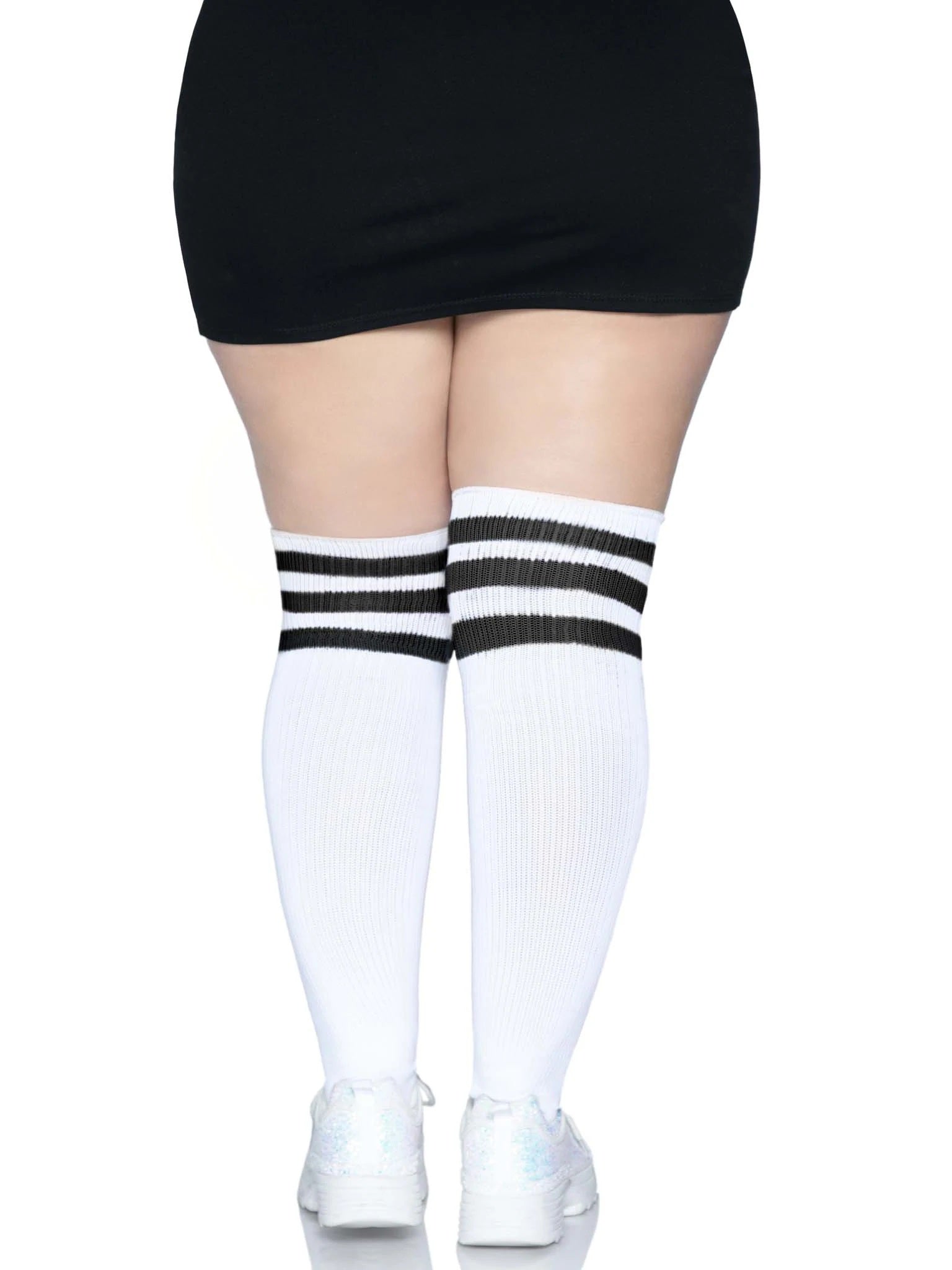 Over the Knee Athletic Socks - 1x/2x - White/black | 714718560533 | Available at EroticWarehouse.com