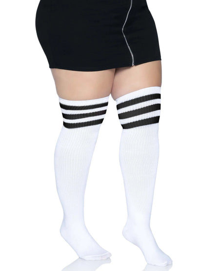Over the Knee Athletic Socks - 1x/2x - White/black | 714718560533 | Available at EroticWarehouse.com