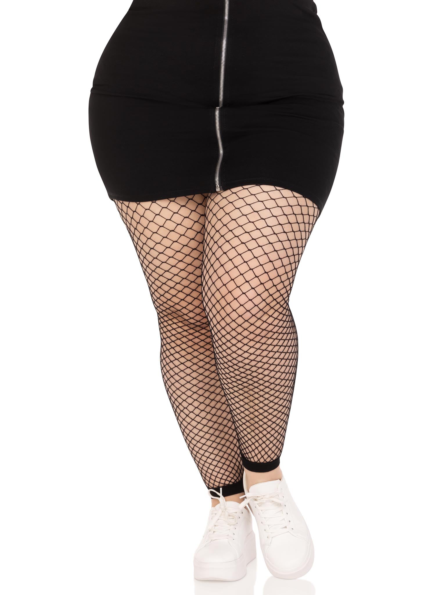 Industrial Net Footless Tights - 1x/2x - Black | 714718570372 | Available at EroticWarehouse.com
