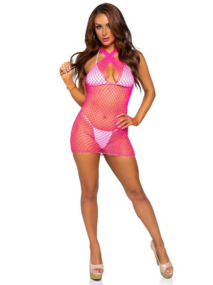 Summer Dreamz Net Mini Dress - One Size - Pink | 714718561387 | Available at EroticWarehouse.com
