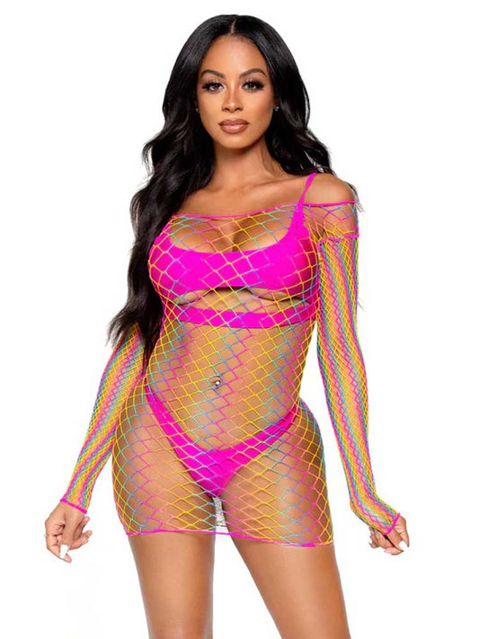 Pretty in Paradise Rainbow Mini Dress - One Size - Rainbow | 714718561417 | Available at EroticWarehouse.com