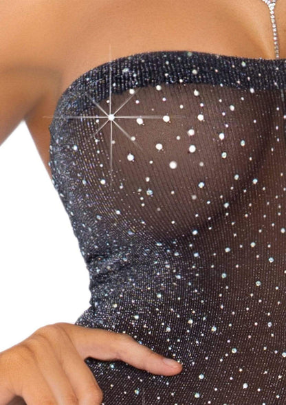 Shimmery Rhinestone Tube Dress - One Size - Black/silver | 714718547640 | Available at EroticWarehouse.com