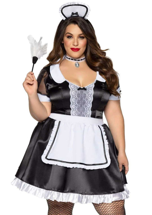 Plus Classic French Maid Costume - 1x/2x - Black / White | 714718552569 | Available at EroticWarehouse.com