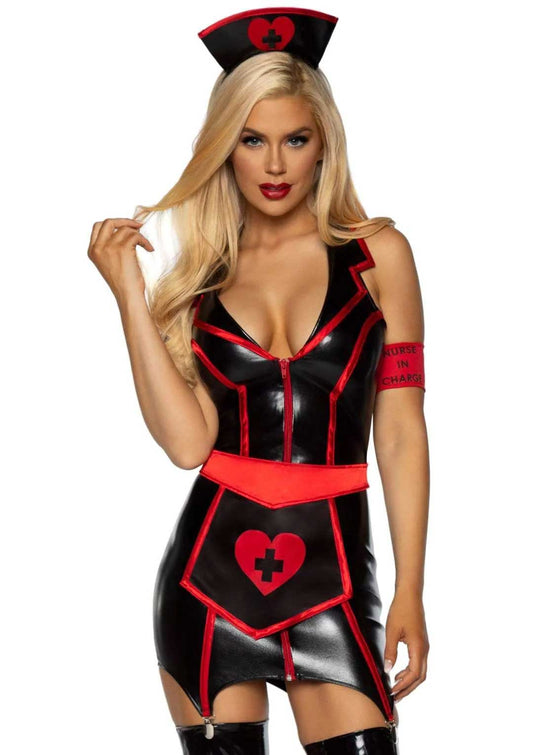 Naughty Nurse Costume - X-Large - Black/red | 714718550213 | Available at EroticWarehouse.com