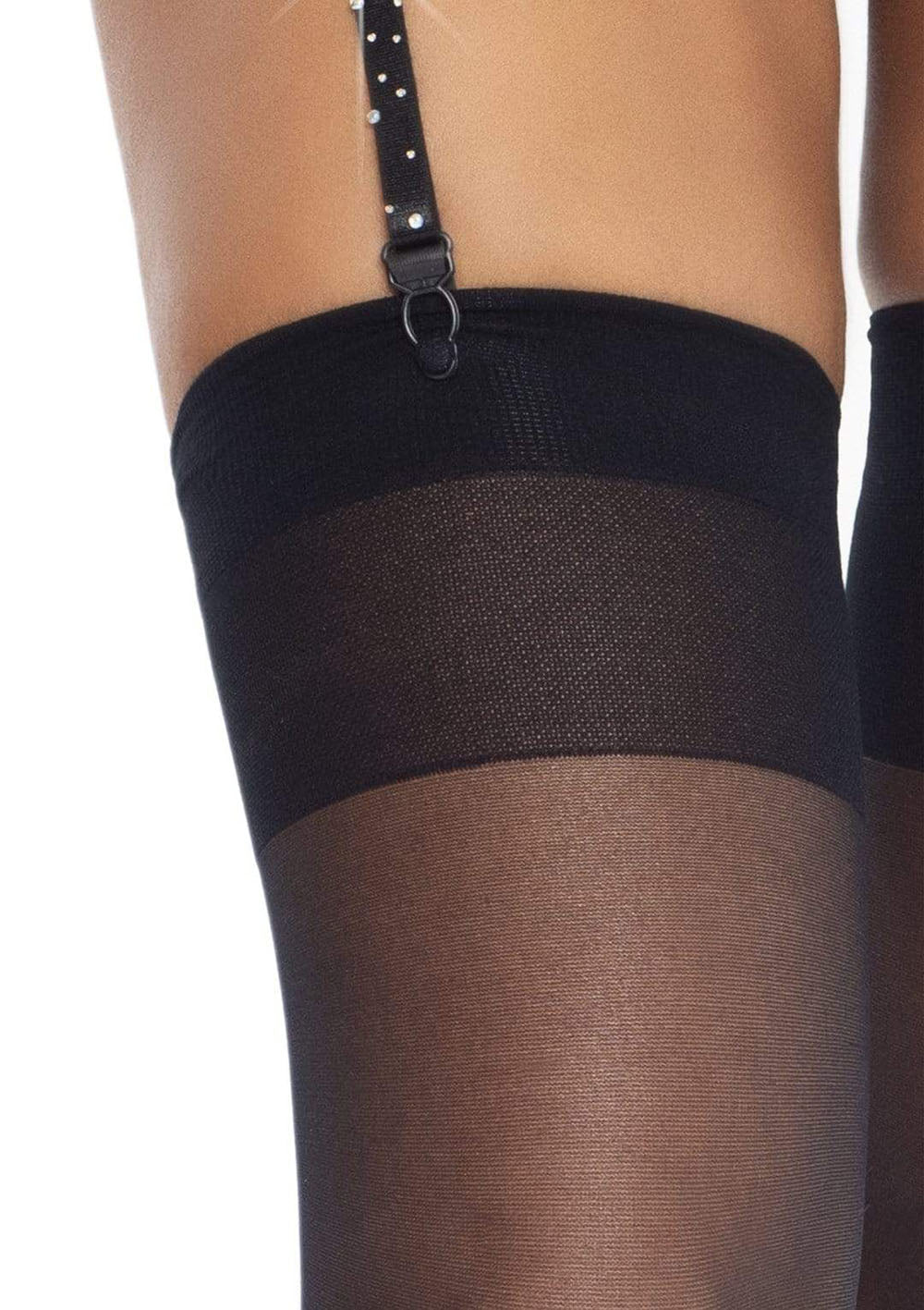 Rhinestone Garter Belt - One Size - Black | 714718547350 | Available at EroticWarehouse.com