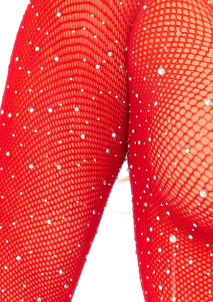 Rhinestone Snap Crotch Bodysuit - One Size - Red | 714718547459 | Available at EroticWarehouse.com