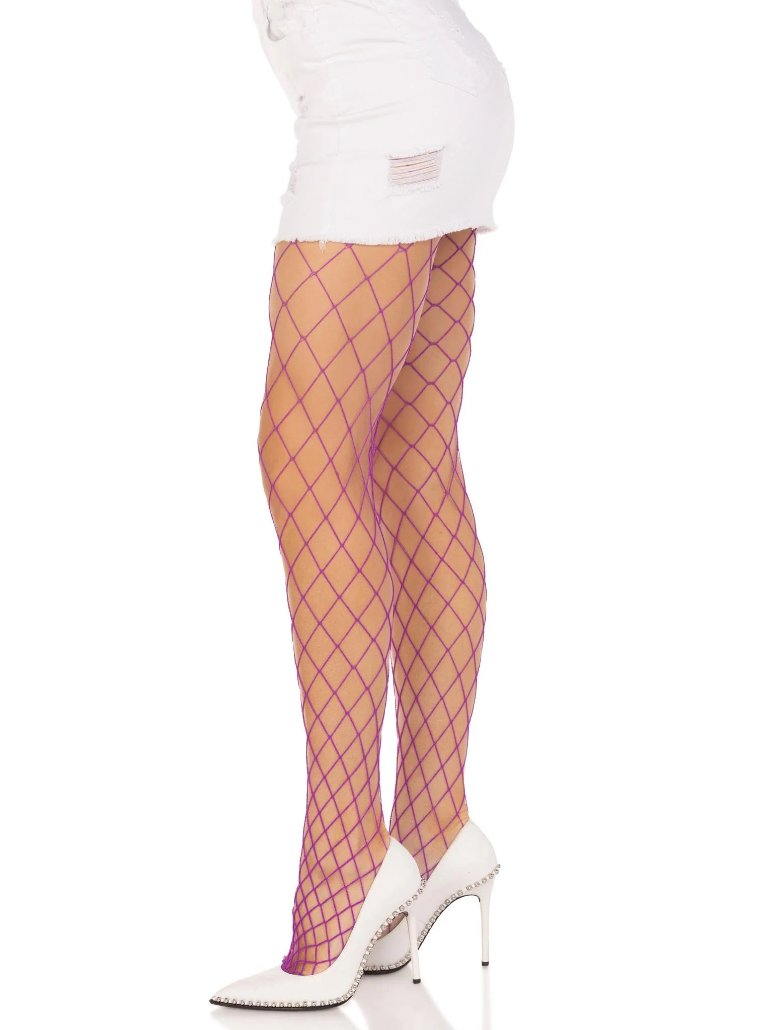 Spandex Diamond Net Tights - One Size - Purple | 714718570273 | Available at EroticWarehouse.com