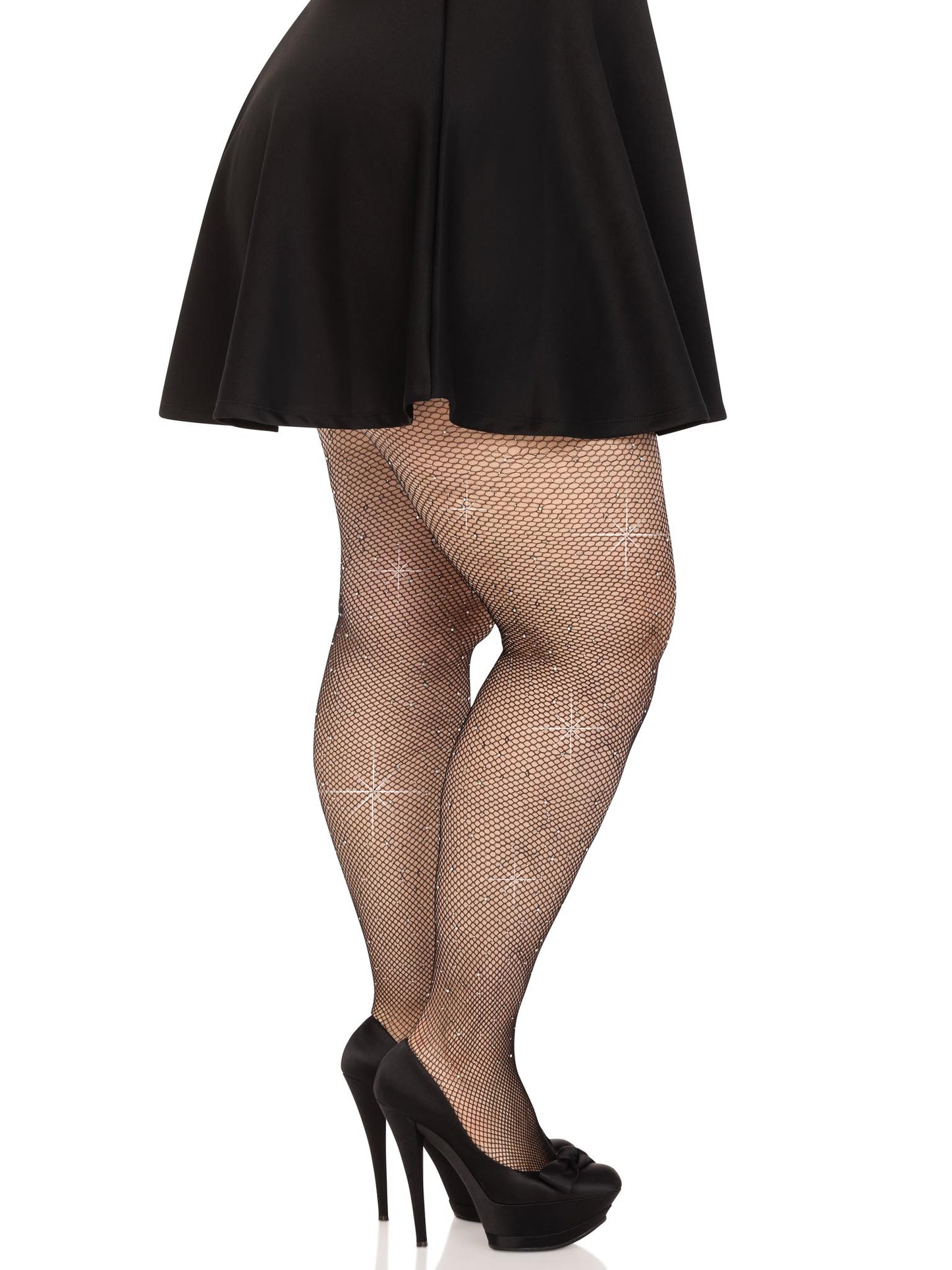 Colby Rhinestone Fishnet Tights - 1x/2x - Black | 714718570327 | Available at EroticWarehouse.com