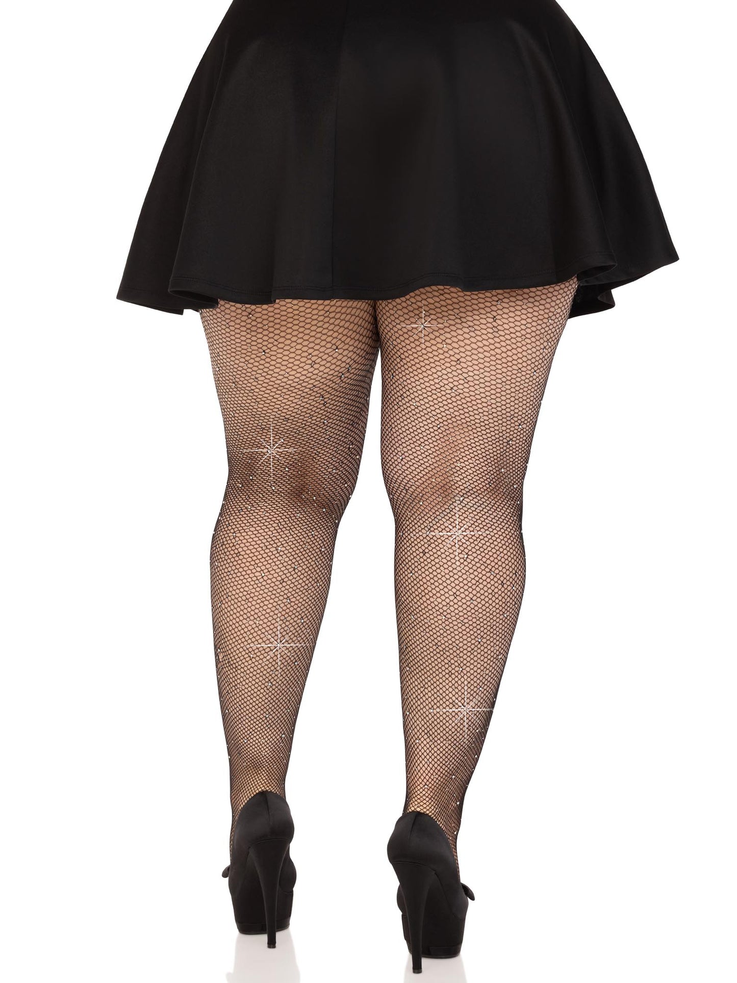 Colby Rhinestone Fishnet Tights - 1x/2x - Black | 714718570327 | Available at EroticWarehouse.com