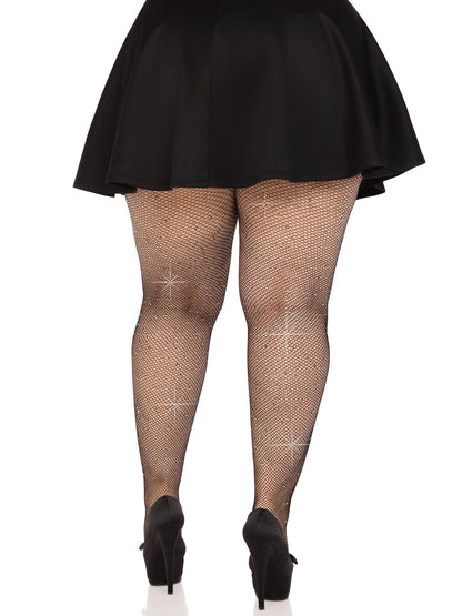 Colby Rhinestone Fishnet Tights - 1x/2x - Black | 714718570327 | Available at EroticWarehouse.com