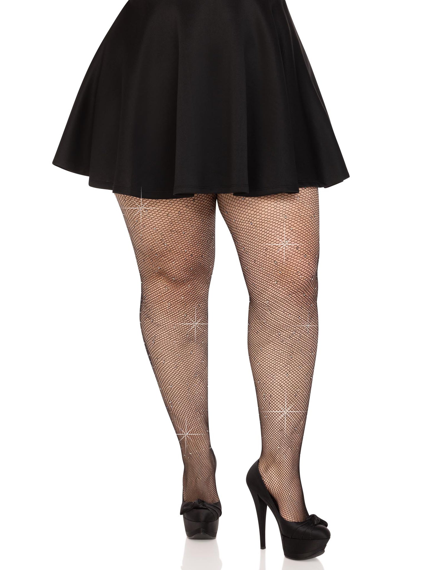 Colby Rhinestone Fishnet Tights - 1x/2x - Black | 714718570327 | Available at EroticWarehouse.com