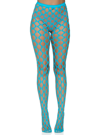 Jumbo Pothole Net Tights - Neon Blue - One Size | 714718560748 | Available at EroticWarehouse.com