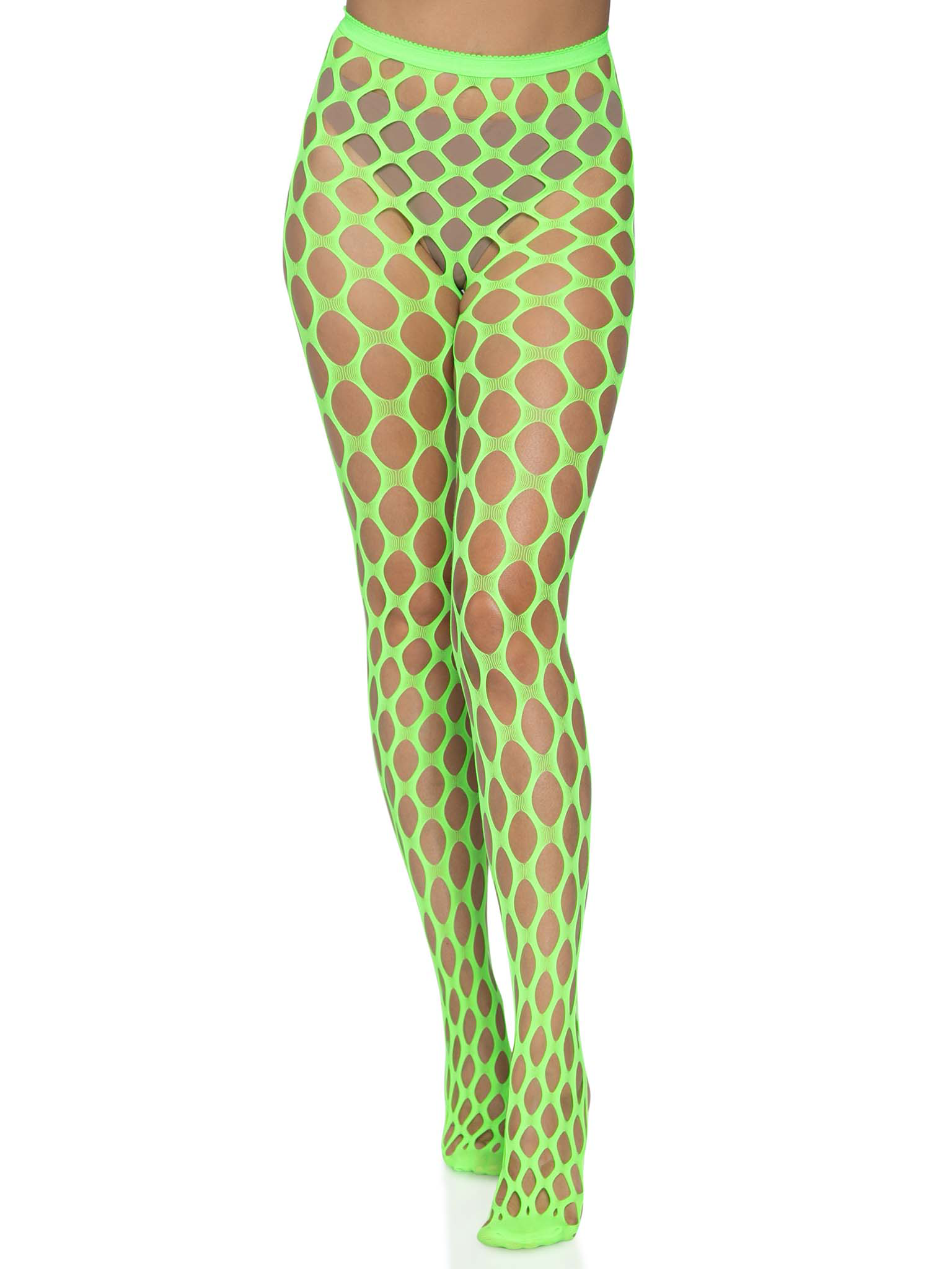 Jumbo Pothole Net Tights - Neon Green - One Size | 714718560779 | Available at EroticWarehouse.com