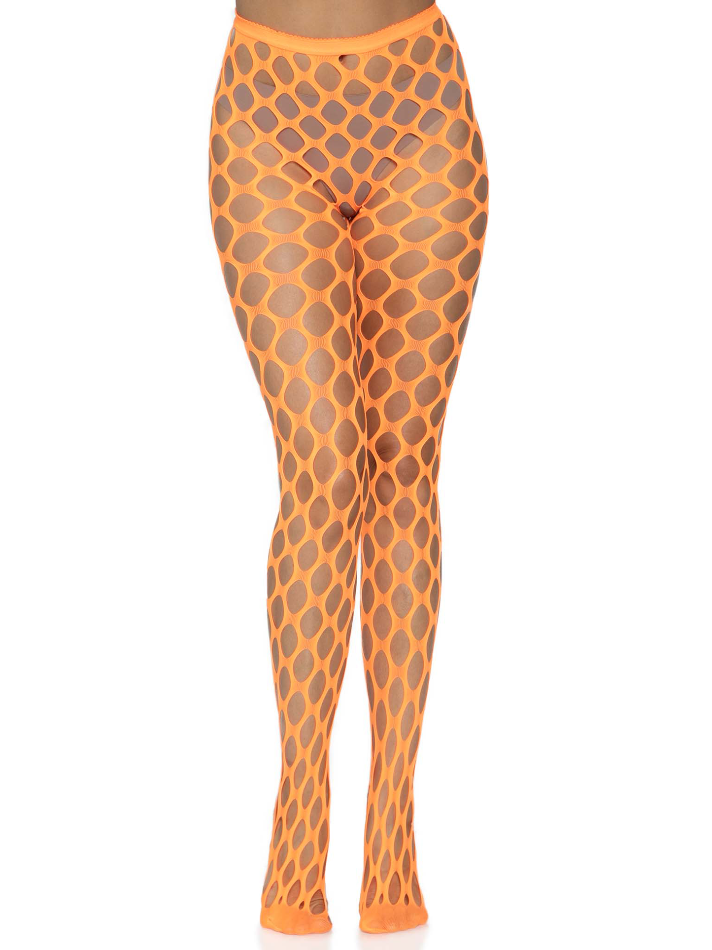 Jumbo Pothole Net Tights - Neon Orange - One Size | 714718560762 | Available at EroticWarehouse.com