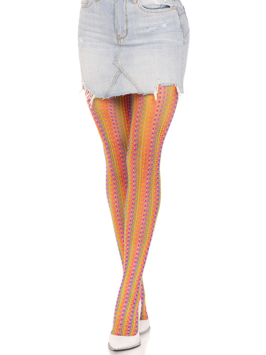 Rainbow Crochet Net Tights - One Size - Multicolor | 714718570228 | Available at EroticWarehouse.com