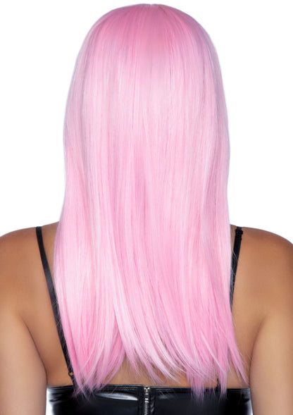 24 Inch Long Straight Bang Wig Pink | 714718551005 | Available at EroticWarehouse.com