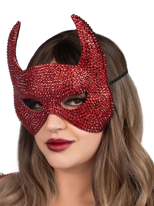 Rhinestone Devil Mask - One Size - Red | 714718572611 | Available at EroticWarehouse.com