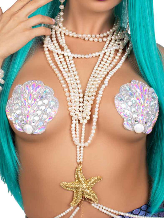 Shell Adhesive Jewel Nipple Sticker - Clear | 714718572734 | Available at EroticWarehouse.com