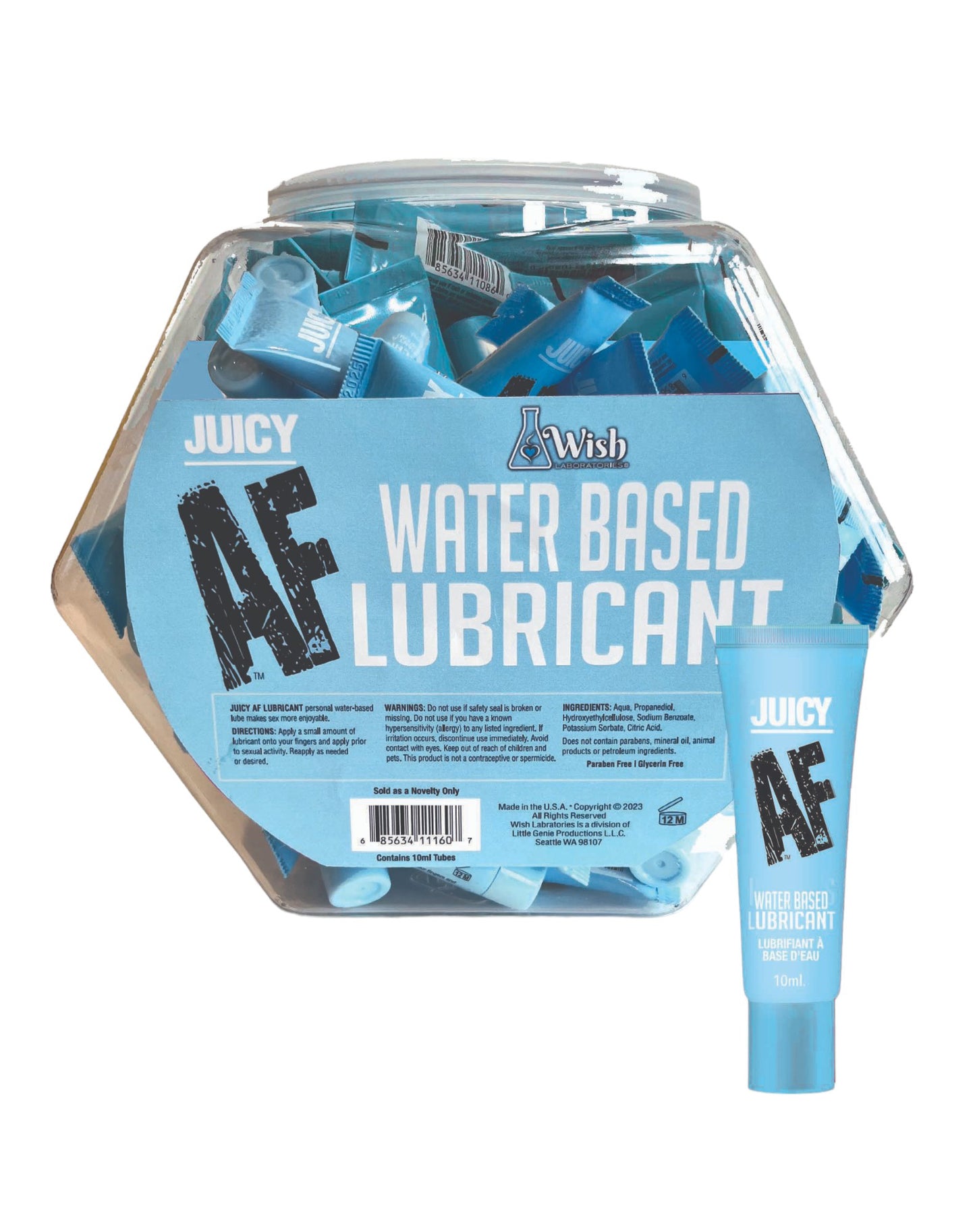 Juicy Af Water Based Lubricant - 10 ml - Pop Display of 65 | 685634111607 | Available at EroticWarehouse.com