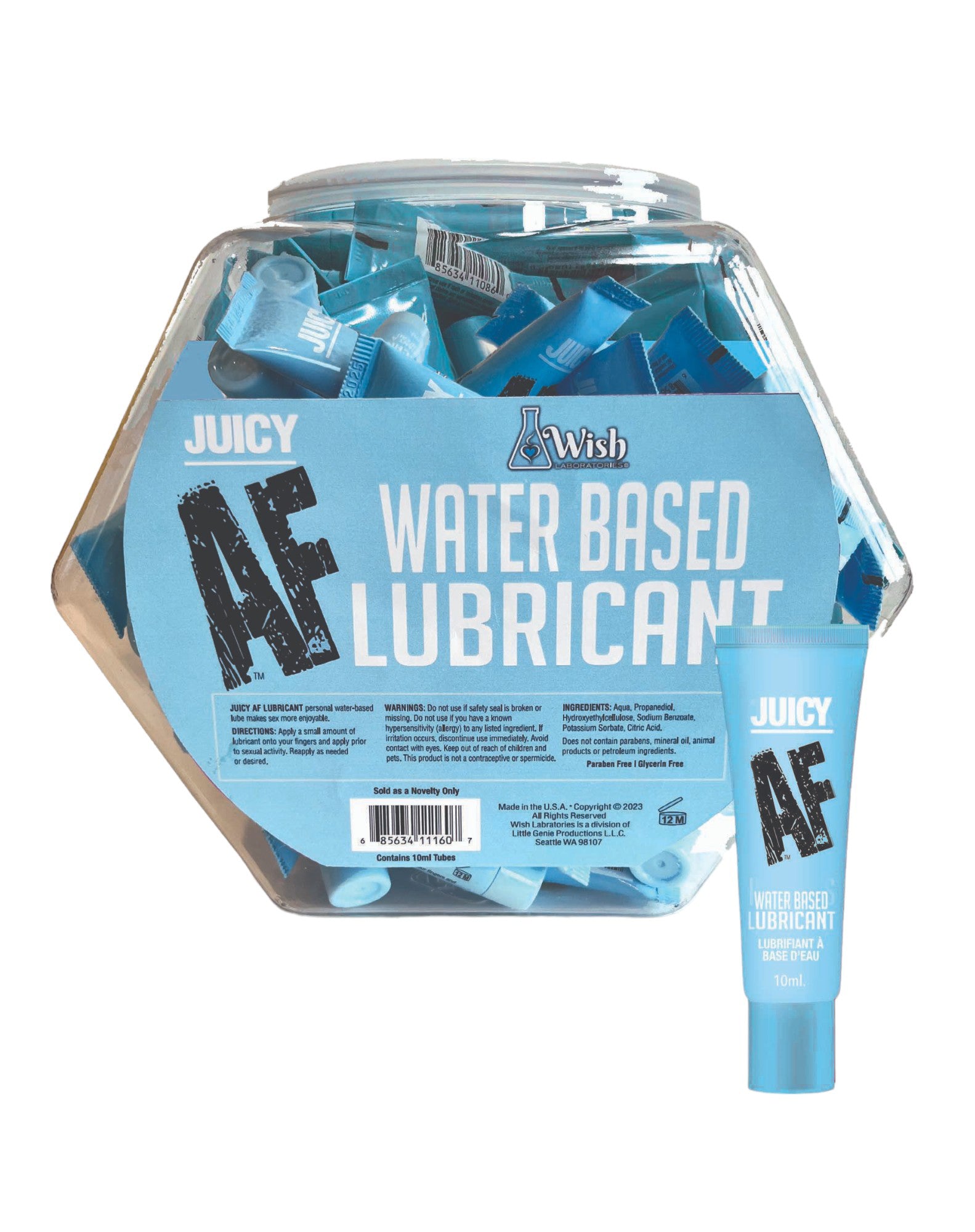 Juicy Af Water Based Lubricant - 10 ml - Pop Display of 65 | 685634111607 | Available at EroticWarehouse.com