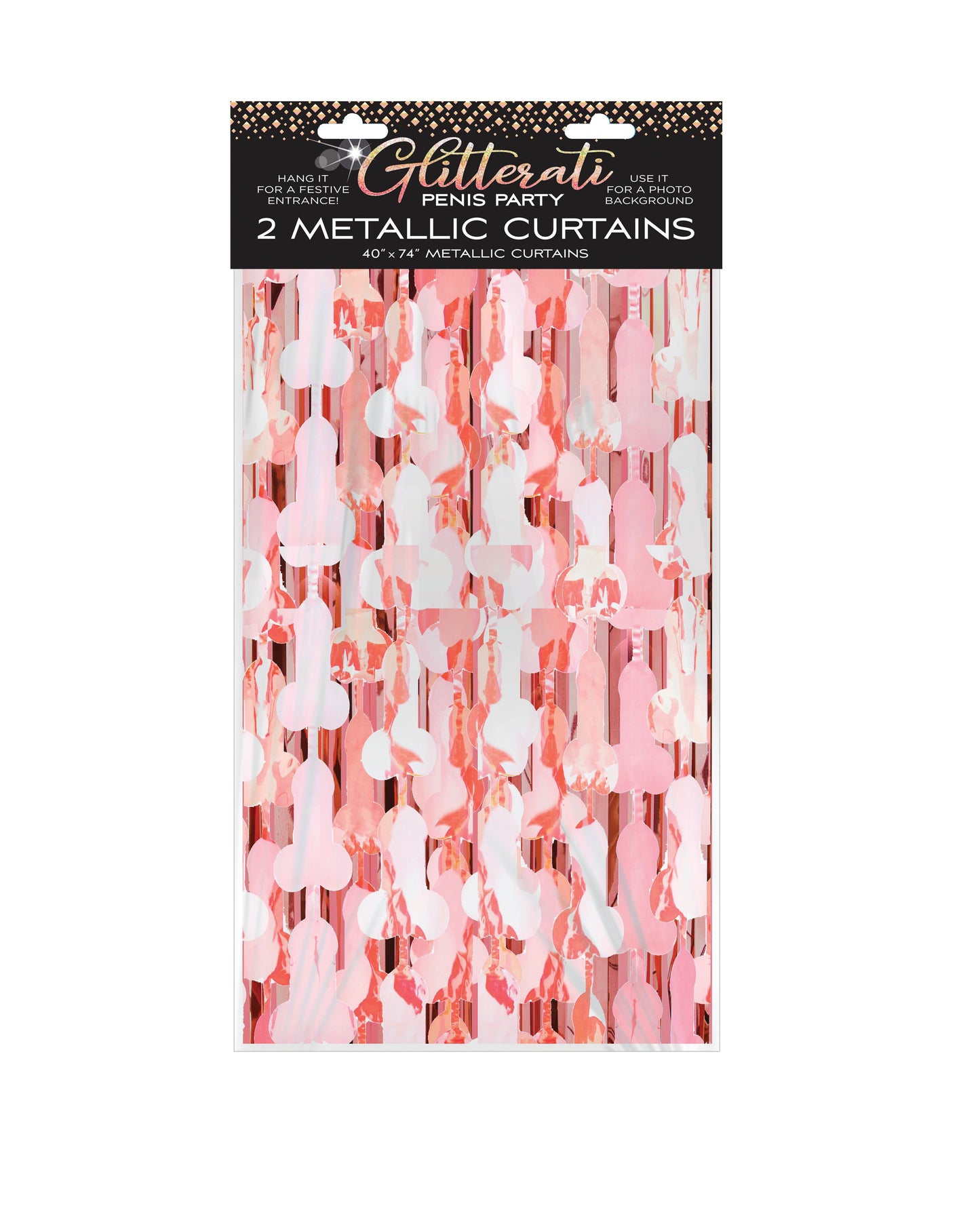 Glitterati Penis Foil Curtain - Rose Gold | 817717010839 | Available at EroticWarehouse.com
