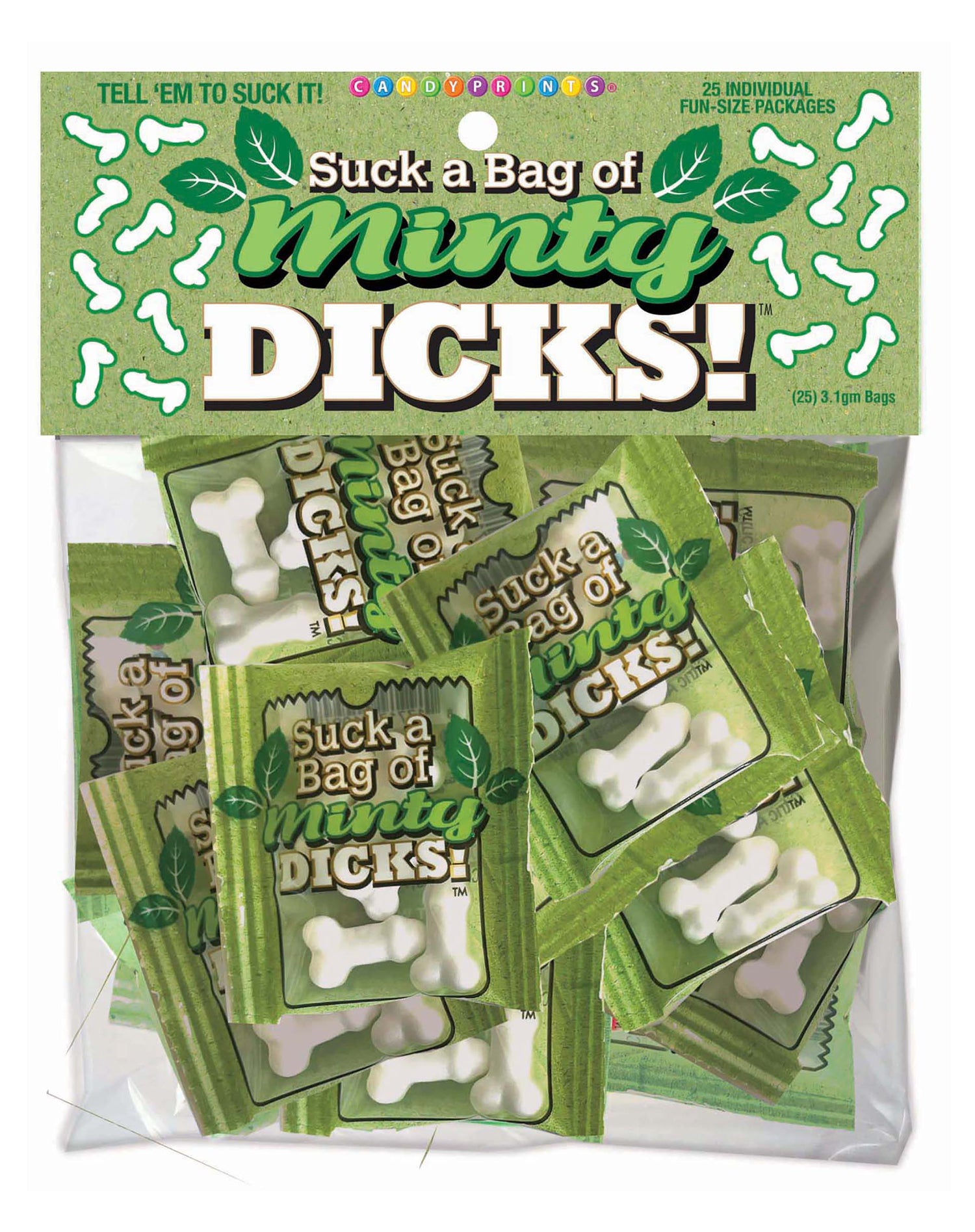 Suck a Bag of Minty Dicks- Bag of 25 | 817717011706 | Available at EroticWarehouse.com