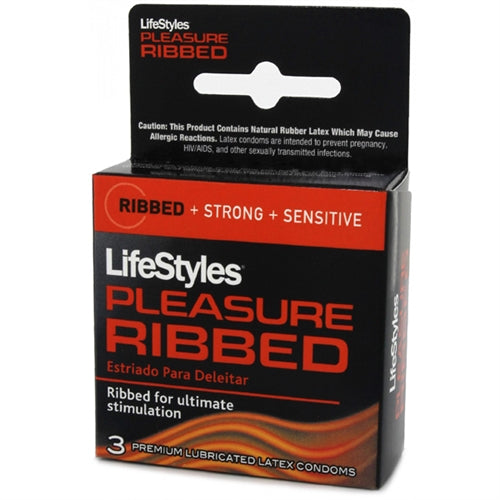 Lifestyles Pleasure Ribbed Condoms - 3 Pack | 070907041031 | Available at EroticWarehouse.com