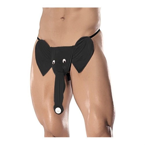 Squeaker Elephant G-String - One Size - Black | 845830038225 | Available at EroticWarehouse.com