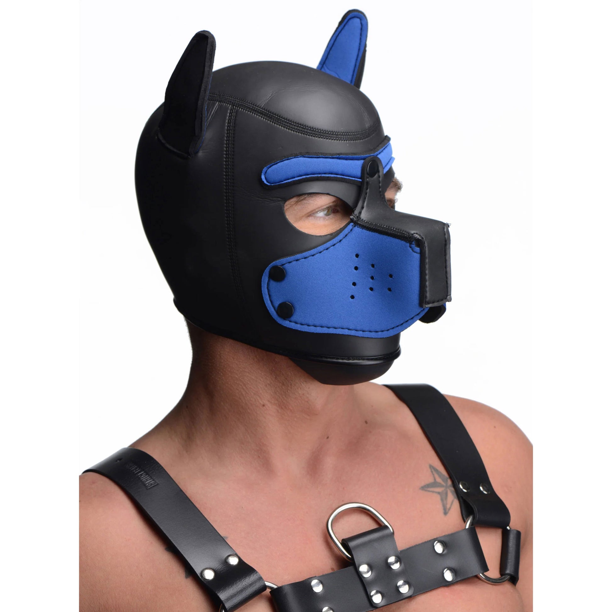 Spike Neoprene Puppy Hood - Blue | 848518035011 | Available at EroticWarehouse.com