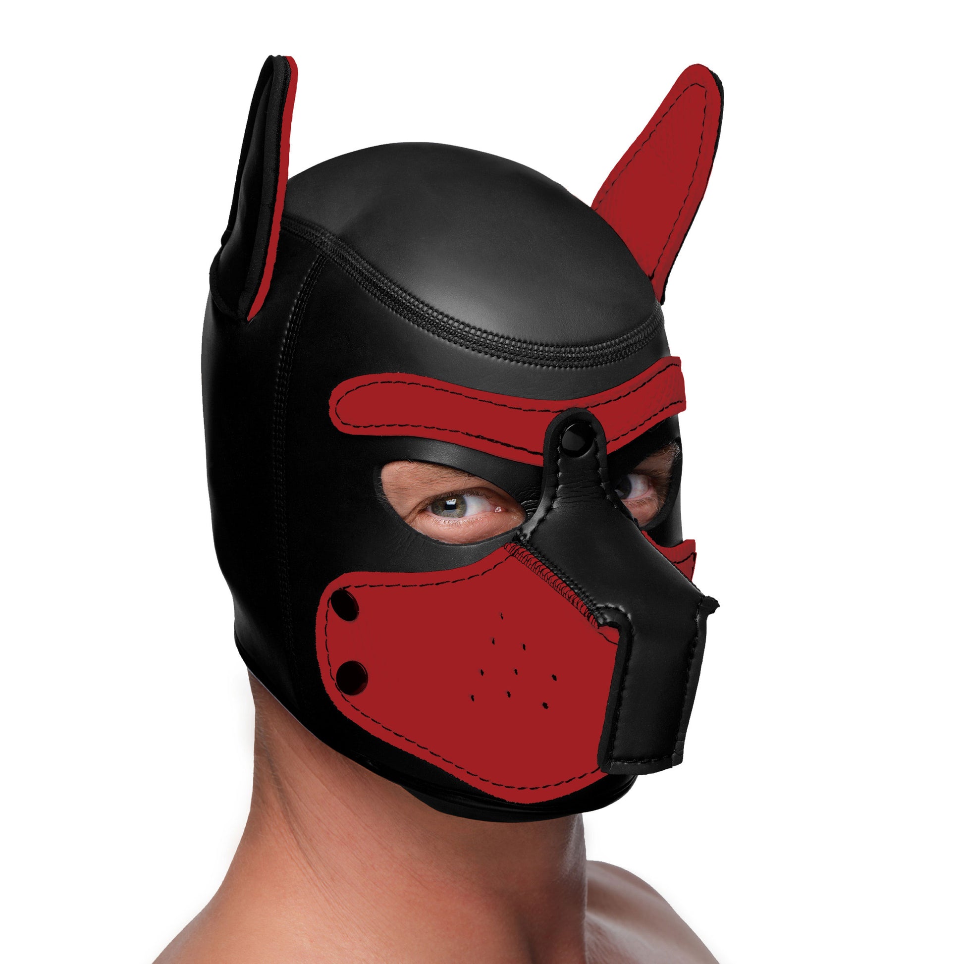 Spike Neoprene Puppy Hood - Red | 848518035035 | Available at EroticWarehouse.com