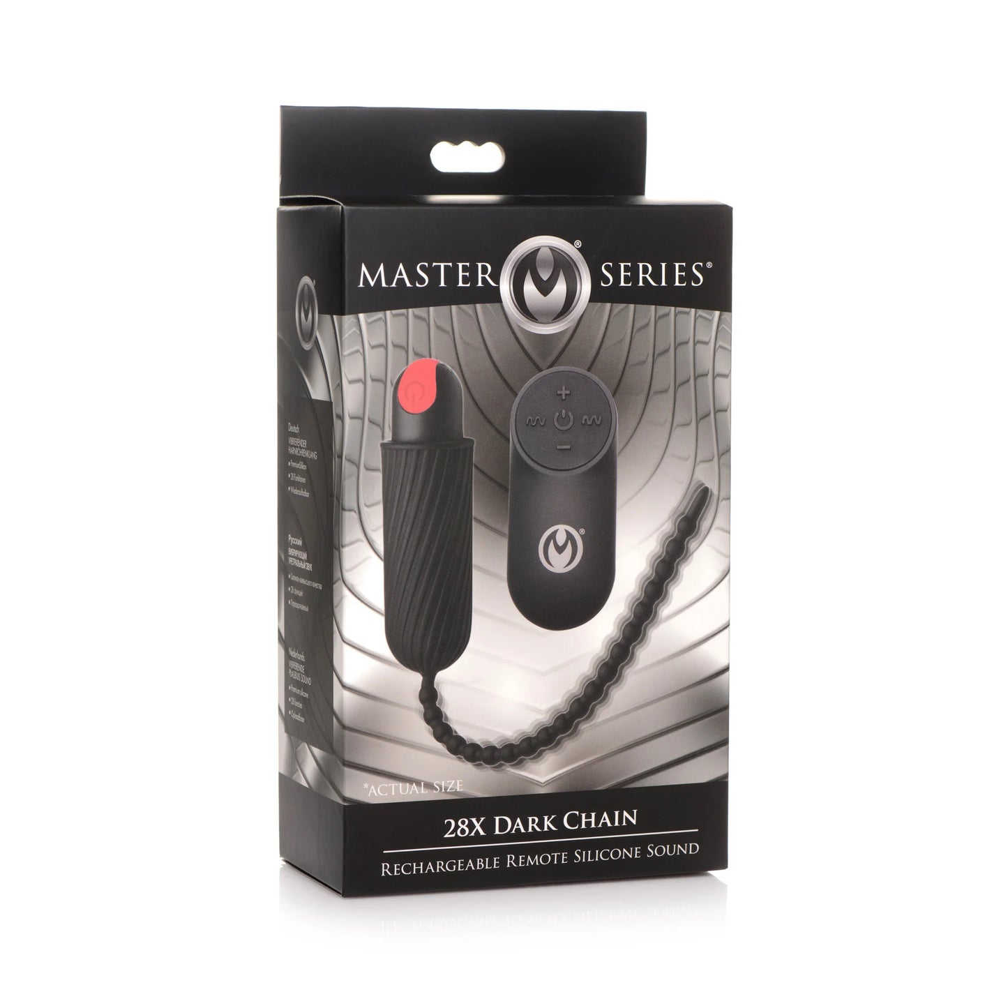 28x Dark Chain Rechargeable Remote Silicone Sound - Black | 848518044891 | Available at EroticWarehouse.com