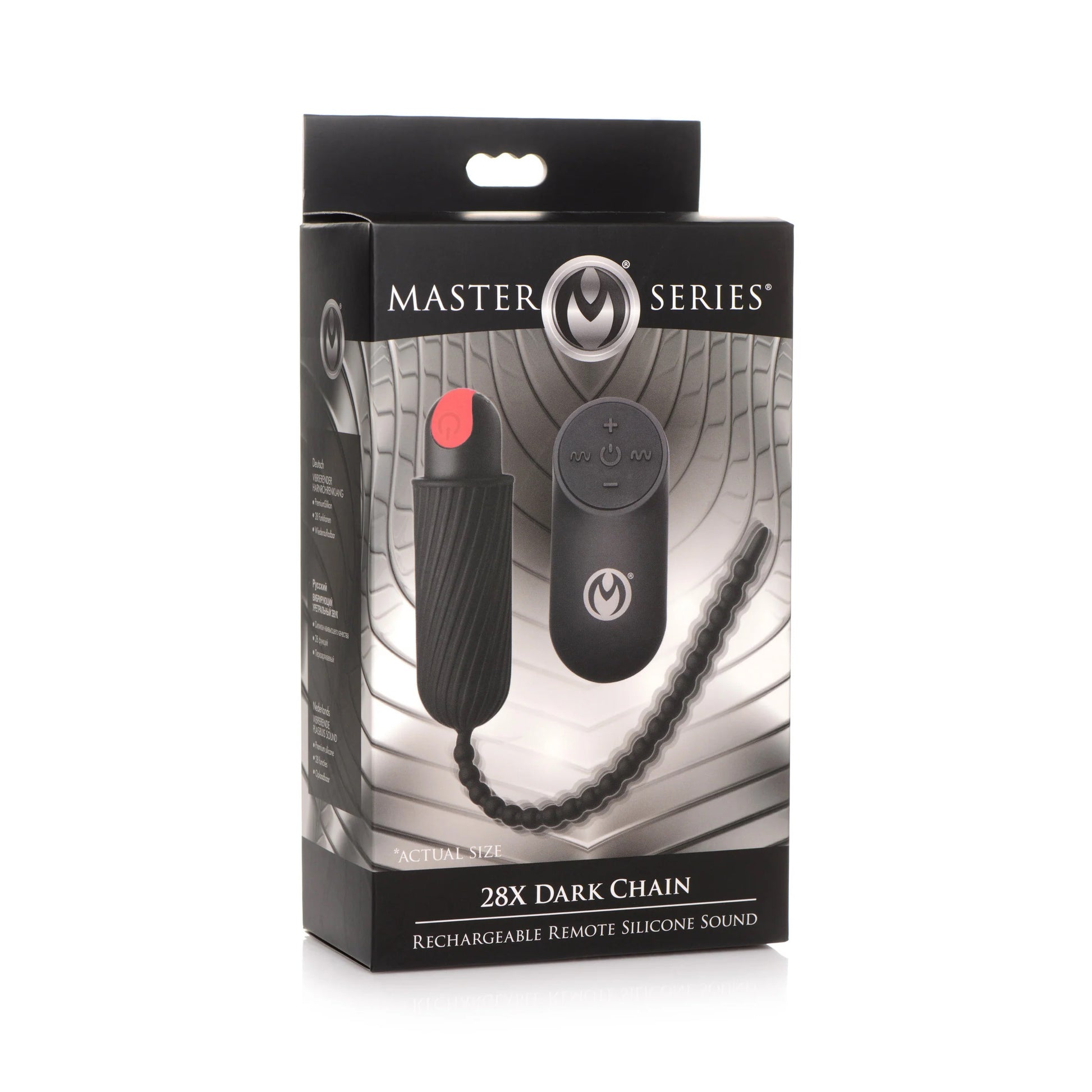 28x Dark Chain Rechargeable Remote Silicone Sound - Black | 848518044891 | Available at EroticWarehouse.com