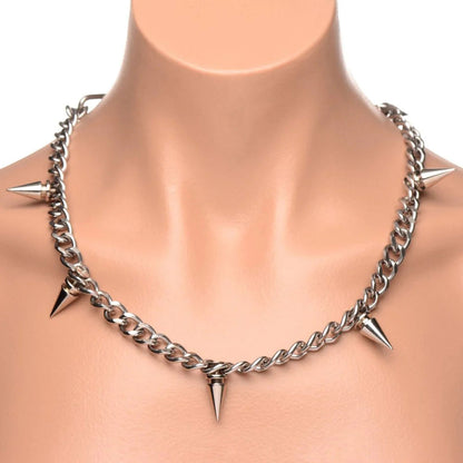 Punk Spiked Necklace Silver | 848518047601 | Available at EroticWarehouse.com