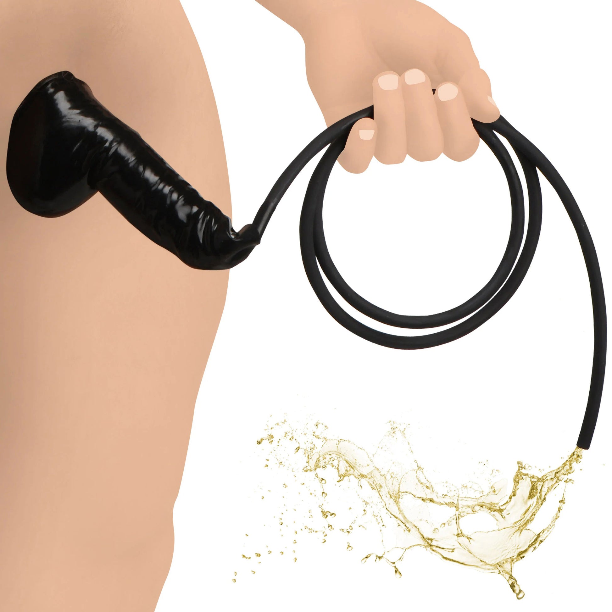 Guzzler Realistic Penis Sheath With Tube - Black | 848518050427 | Available at EroticWarehouse.com