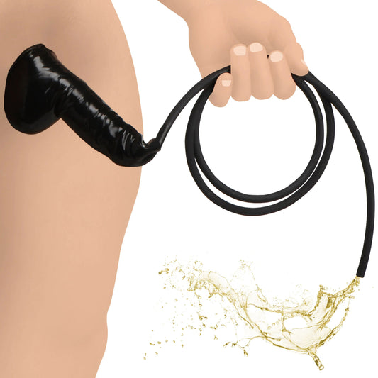 Guzzler Realistic Penis Sheath With Tube - Black | 848518050427 | Available at EroticWarehouse.com