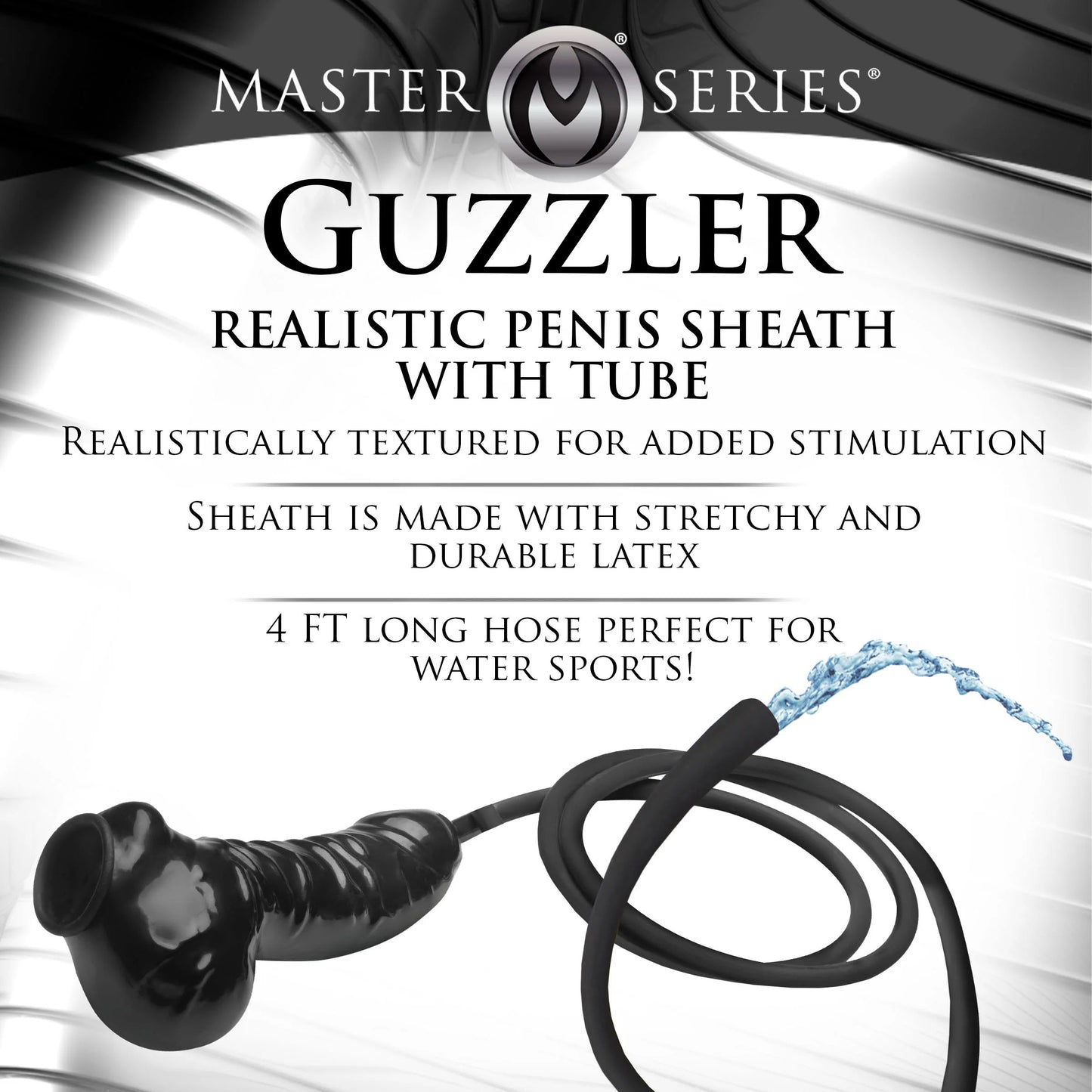 Guzzler Realistic Penis Sheath With Tube - Black | 848518050427 | Available at EroticWarehouse.com