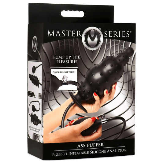 Ass Puffer Nubbed Inflatable Silicone Anal Plug - Black | 848518052346 | Available at EroticWarehouse.com